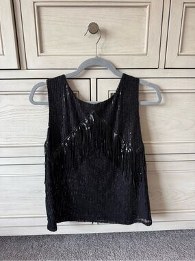 BB Dakota Black Sequin Fringe Tank